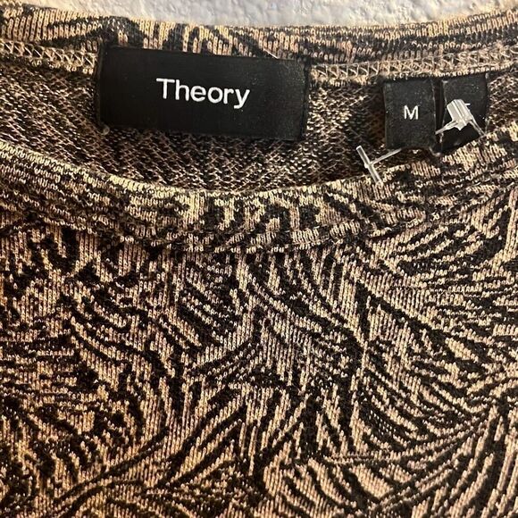 ✨Theory - Jacquard Palm Box Tee - Black/Tan - Mens Sz Medium✨ - Picture 6 of 7